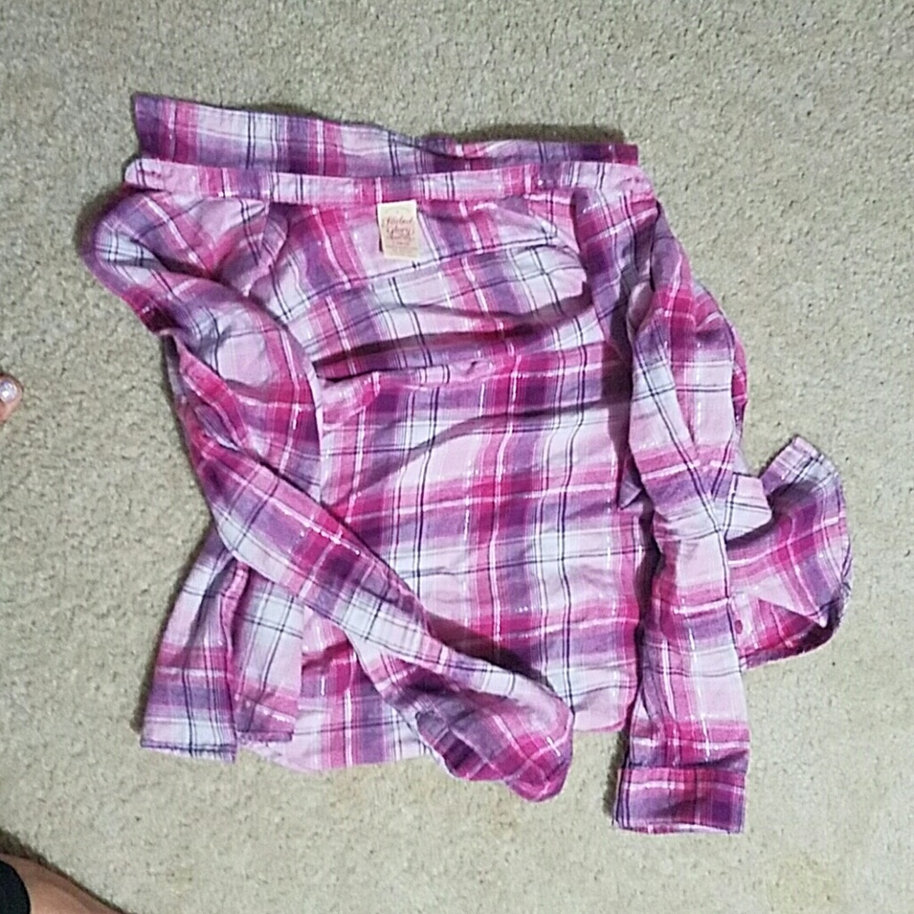 Pink plaid button down